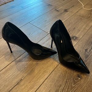 Women’s Steve Madden Stiletto 4” Pointed Toe Black Patent Leather Heel Shoe - 10